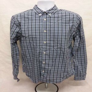 Men's Medium H&M Long Sleeve Blue Plaid Casual Button Down Shirt - 100% Cotton